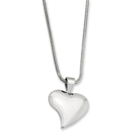 Stainless Steel Heart Pendant 18in Necklace SRN244 - shirin-diamonds