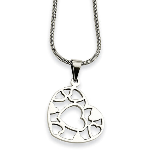 Stainless Steel Heart Pendant Necklace SRN246 - shirin-diamonds