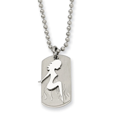 Stainless Steel Girl Dog Tag 22in Necklace SRN321 - shirin-diamonds