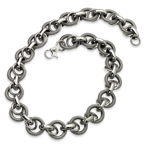 Stainless Steel Fancy Link 22in Necklace SRN348 - shirin-diamonds