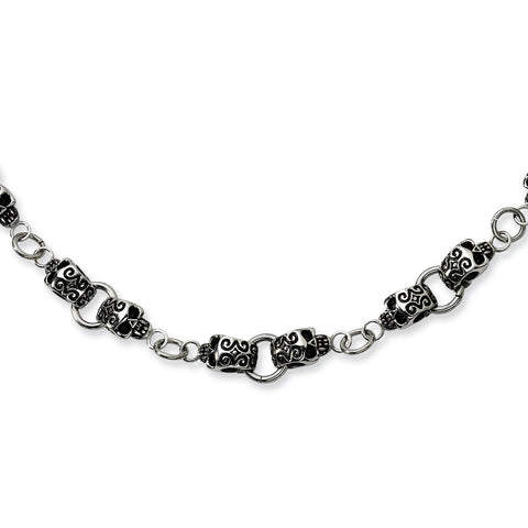 Stainless Steel Skull 24in Necklace SRN350 - shirin-diamonds