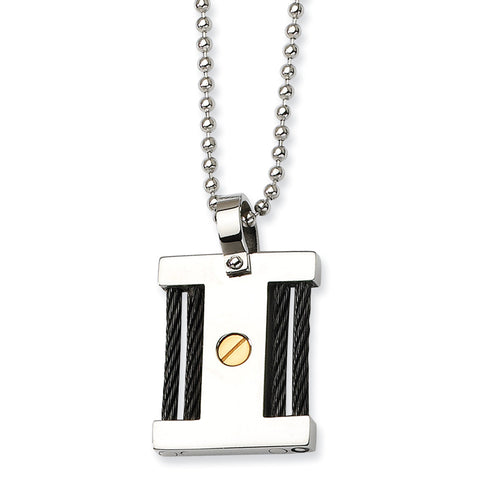 Stainless Steel Black IP & Gold lPG-plated Square 22in Necklace SRN436 - shirin-diamonds