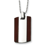 Stainless Steel Wood Dog Tag Pendant  Necklace SRN447 - shirin-diamonds