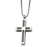 Stainless Steel Polished Cross Pendant  24in Necklace SRN470 - shirin-diamonds