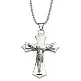 Stainless Steel Polished Crucifix Pendant 22in Necklace SRN494 - shirin-diamonds