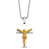 Stainless Steel Yellow IP-plated Crucifix Pendant Necklace SRN497 - shirin-diamonds