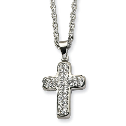 Stainless Steel Crystal Cross Pendant Necklace SRN515 - shirin-diamonds