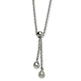 Stainless Steel Brushed & Polished Teardrop 20in Y Necklace SRN581 - shirin-diamonds