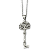 Stainless Steel Fancy Key Pendant Necklace SRN616 - shirin-diamonds