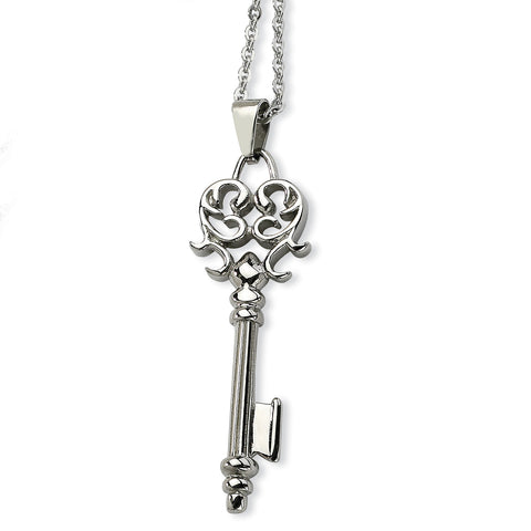 Stainless Steel Key Pendant Necklace SRN621 - shirin-diamonds