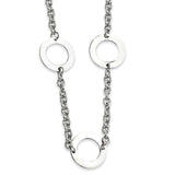 Stainless Steel Polished Circles 26in Necklace SRN627 - shirin-diamonds
