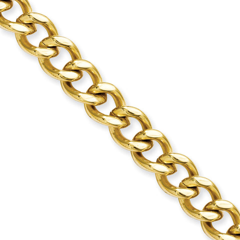 Stainless Steel IP Gold-plated 7.5mm 24in Curb Chain SRN690GP - shirin-diamonds