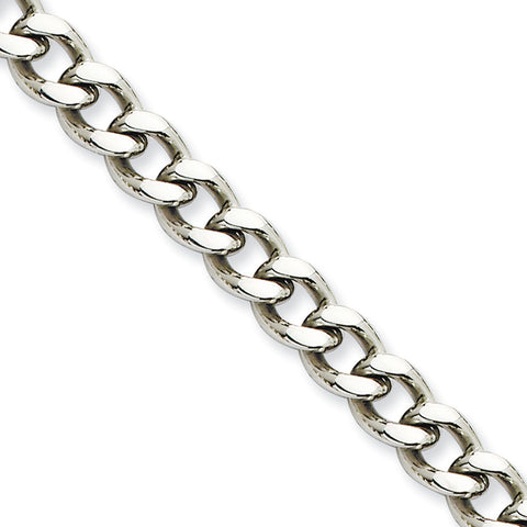 Stainless Steel 7.5mm 24in Curb Chain SRN690 - shirin-diamonds