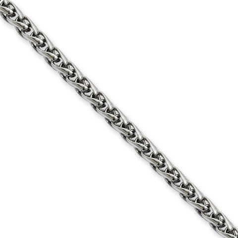 Stainless Steel 4.0mm Wheat 24in Chain SRN806 - shirin-diamonds