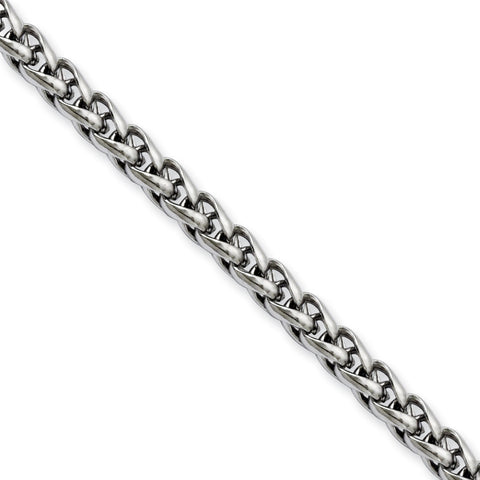 Stainless Steel 5mm Wheat 24in Chain SRN807 - shirin-diamonds