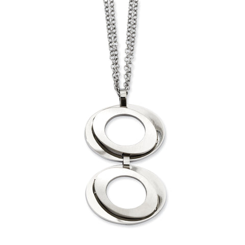 Stainless Steel Brushed & Polished Circles 16.5in w/1in ext Necklace SRN812 - shirin-diamonds