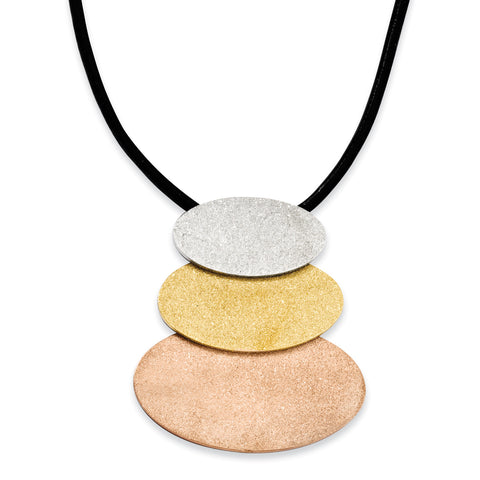 Stainless Steel Tri-Color IP-plated Ovals 20in w/ext Necklace SRN821 - shirin-diamonds