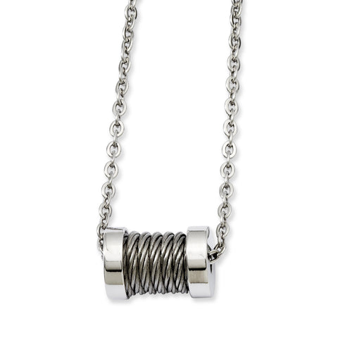 Stainless Steel Wire Barrel 24in Necklace SRN829 - shirin-diamonds