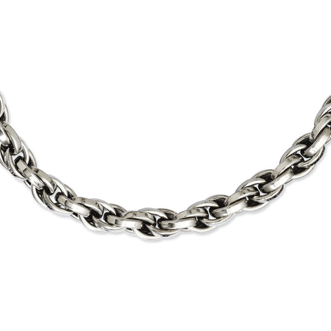 Stainless Steel Polished Oval Link 24in Necklace SRN845 - shirin-diamonds