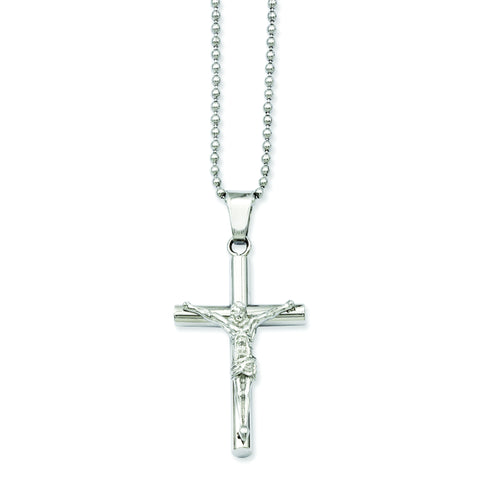 Stainless Steel Polished Crucifix Pendant Necklace SRN856 - shirin-diamonds