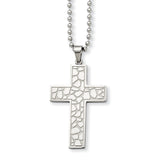 Stainless Steel Textured Cross Pendant Necklace SRN864 - shirin-diamonds