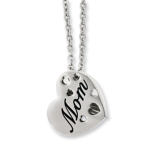 Stainless Steel Mom Heart Slide Pendant Necklace SRN890 - shirin-diamonds