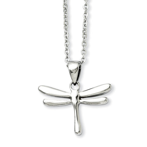 Stainless Steel Polished Dragonfly Pendant Necklace SRN895 - shirin-diamonds