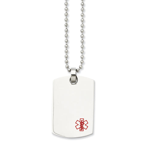 Stainless Steel Dog Tag Medical Pendant Necklace SRN899 - shirin-diamonds