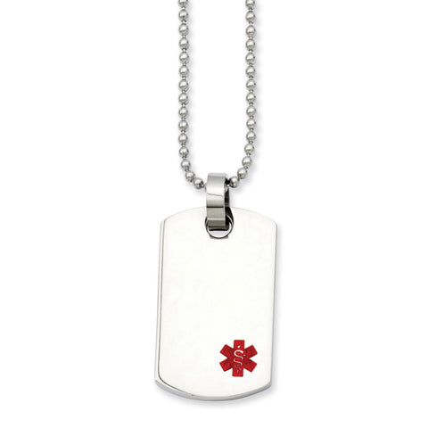 Stainless Steel Small Dog Tag Medical Pendant Necklace SRN900 - shirin-diamonds