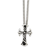Stainless Steel Antiqued Fancy Scroll Cross Pendant Necklace SRN902 - shirin-diamonds