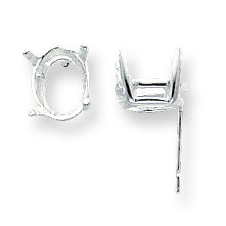 Sterling Silver Oval 4-Prong 9 x 7mm Earring Setting SS3012 Sold as One Earring Only (not in pair) - shirin-diamonds