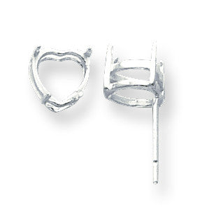 Sterling Silver Heart 4-Prong 8.0mm Earring Setting SS3018 Sold as One Earring Only (not in pair) - shirin-diamonds