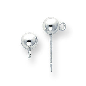 Sterling Silver Polished 4.0mm Ball w/ Ring Earring SS3050 - shirin-diamonds