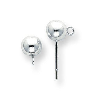 Sterling Silver Polished 6.0mm Ball w/ Ring Earring SS3052 - shirin-diamonds