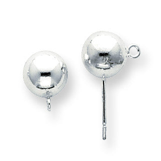 Sterling Silver Polished 7.0mm Ball w/ Ring Earring SS3053 - shirin-diamonds
