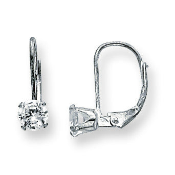 Sterling Silver 5.0 CZ Leverback Earring SS3120 - shirin-diamonds