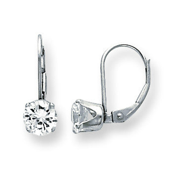 Sterling Silver 6.0 CZ Leverback Earring SS3121 - shirin-diamonds