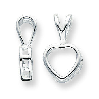 Sterling Silver Heart 9.0mm Back Fixed Bail Pendant Setting SS3270 - shirin-diamonds