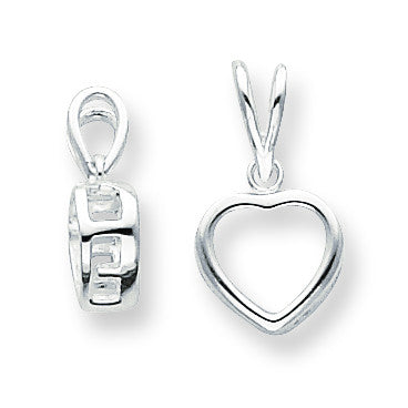 Sterling Silver Heart 4.0mm Back Loose Bail Pendant Setting SS3271 - shirin-diamonds