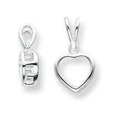 Sterling Silver Heart 7.0mm Back Loose Bail Pendant Setting SS3271 - shirin-diamonds