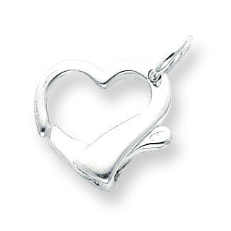 Sterling Silver 17.4 x 16.2mm Heart Shaped Lobster Clasp SS3406 - shirin-diamonds