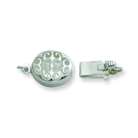 Sterling Silver 9.9 x 8.0mm Oval w/ Heart Design Clasp SS4813 - shirin-diamonds