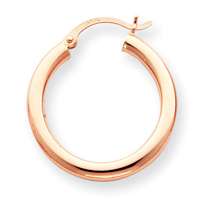 14k Rose Gold 3mm Hoop Earrings T1005 - shirin-diamonds