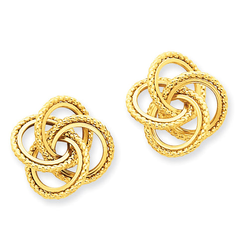 14k Polished & Twisted Love Knot Post Earrings T560 - shirin-diamonds