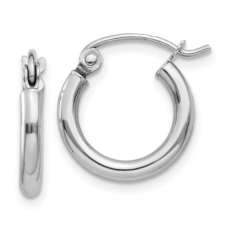 14K White Gold Lightweight Hoop Earrings T830L - shirin-diamonds