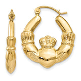 14k Polished Claddagh Hoop Earrings T901 - shirin-diamonds