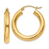 10k Polished 4mm x 25mm Tube Hoop Earrings 10T950 - shirin-diamonds