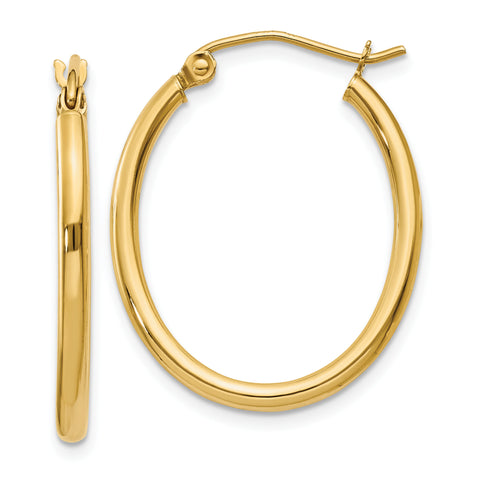 14k Oval Polished Hoop Earring TA256 - shirin-diamonds