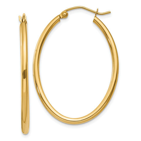 14k Oval Polished Hoop Earring TA258 - shirin-diamonds