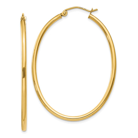 14k Oval Polished Hoop Earring TA259 - shirin-diamonds